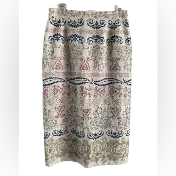 Norton McNaughton Vintage Cottagecore Linen Lined Long Skirt‎ Sz 12 Petite - Picture 1 of 6